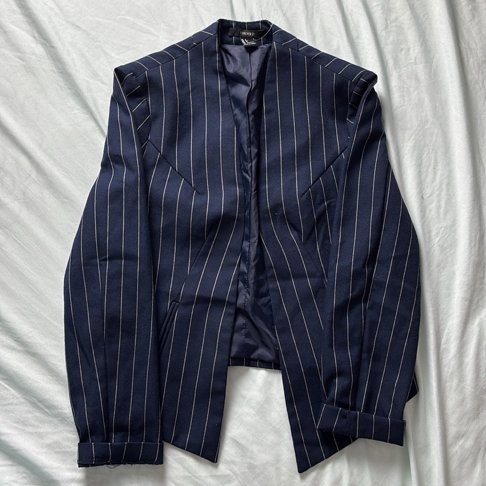 Navy Pinstripe Blazer